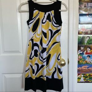 Candy Rain 70’s Pattern Dress Yellow and Black